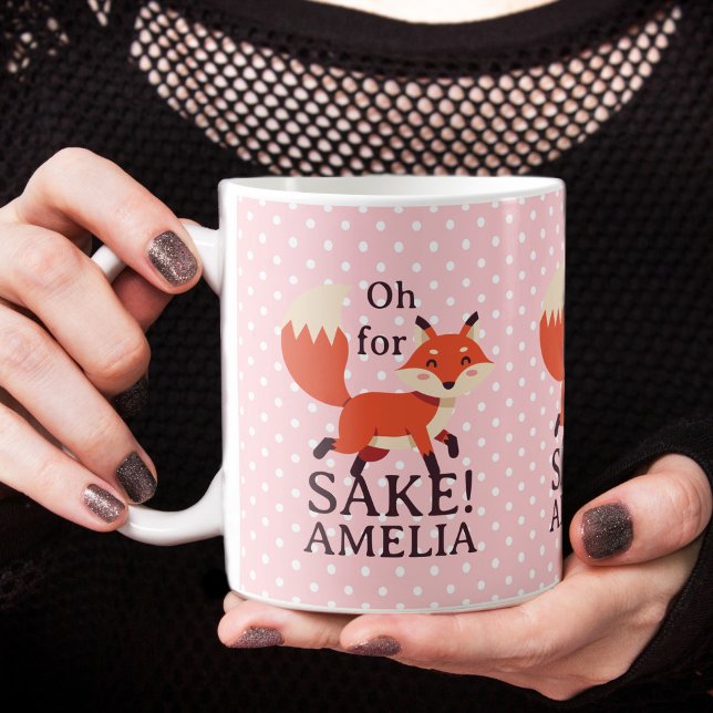 Mug Oh For Fox Sake Pink Polka Dot (Oh For Fox Sake Pink Polka Dot Coffee Mug)