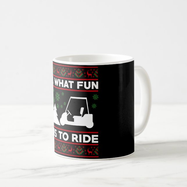 Mug Oh Quel Amusant C'Est De Circuler Golf Panier Noël (Devant droit)