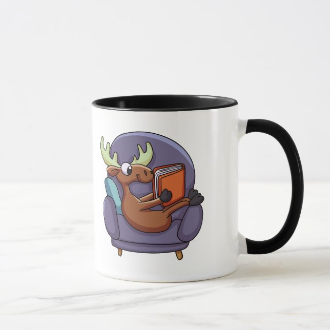 Mug Oie lisant un livre sur un canapé | choisir la cou (Droite)