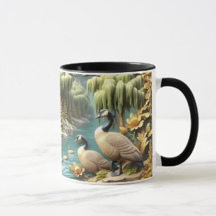 Mug Oies du Canada au milieu des saules qui pleuvent