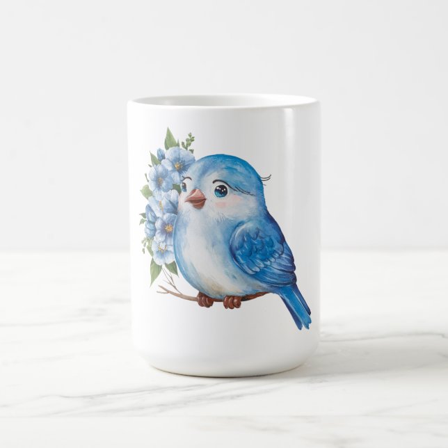 Mug Oiseau bleu avec fleurs (Centre)