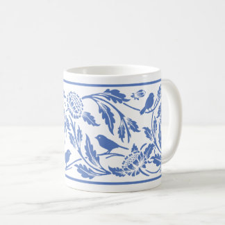 Mug Oiseau bleu et blanc et boue de fleurs