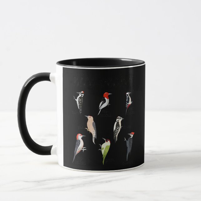 Mug Oiseau de Pic-de-Bois amusant observant Nice Pecke (Gauche)