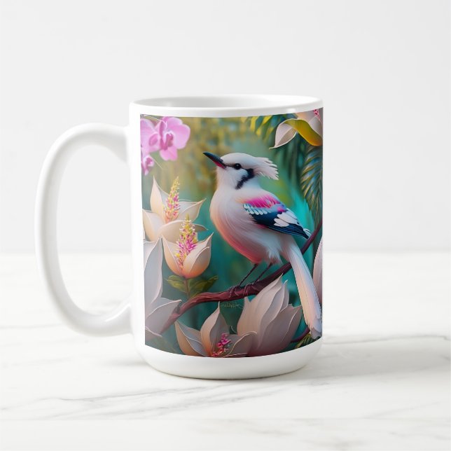 Mug Oiseau d'Imaginaire tacheté blanc crêpé (Gauche)