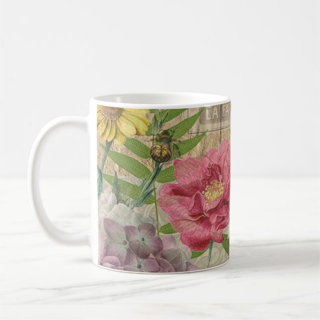 Mug Oiseau Nid Floral Jardin Fleur Papillon Art (Gauche)