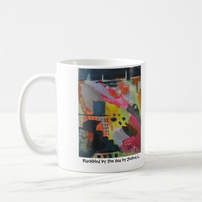 Mug Oiseau noir par la mer par Joshua L. (Gauche)
