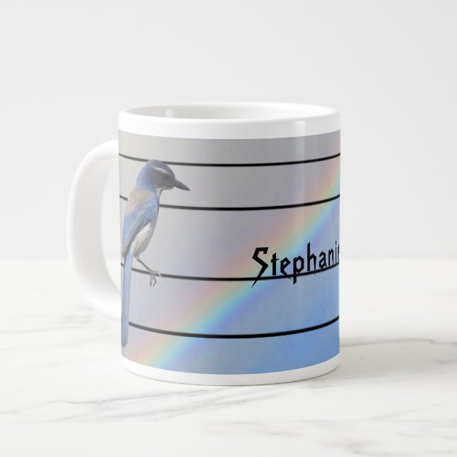 Mug - Oiseau sur les lignes téléphoniques avec nom (Devant gauche)