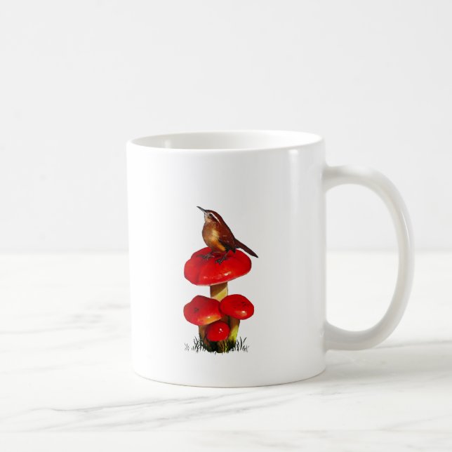 Mug Oiseau sur un champignon : Art en pastel original (Droite)