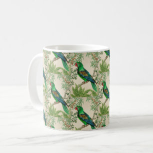 Mug Oiseau tropical Art Vintage Imprimer avec feuillag