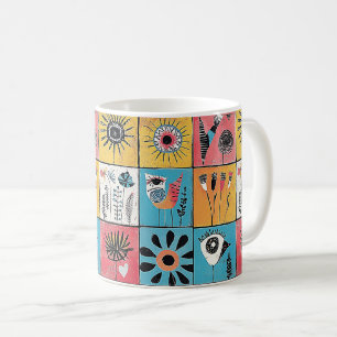 Mug Oiseaux Abstraits et fleurs