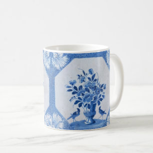 Mug Oiseaux bleus de Delft floral chic campagnard fran
