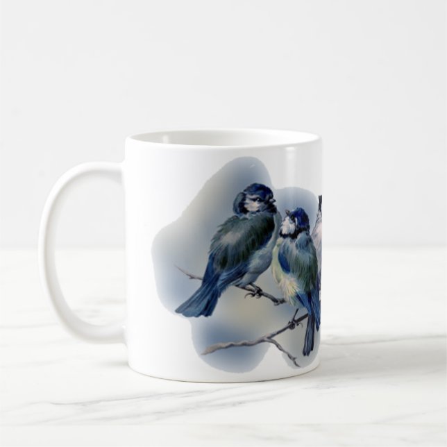 Mug Oiseaux bleus vintages sur une branche (Gauche)