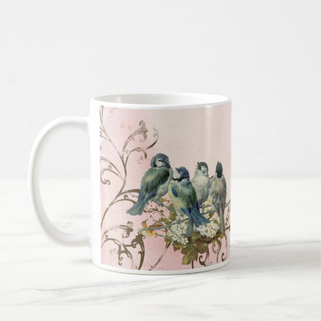 Mug Oiseaux boisés enchantés Dove Swirl Personnalisé (Gauche)