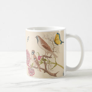 Mug oiseaux Brown avec oeillets et papillons
