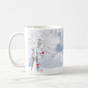 Mug Oiseaux cardinaux rouges Arbres enneigés de Noël