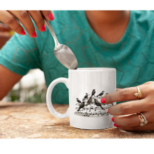 Mug Oiseaux chanteurs 3D sur une portée tourbillonnant
