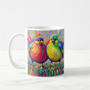 Mug Oiseaux coloré art abstrait gras géant mignon drôl