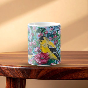 Mug Oiseaux dans le jardin peint à la main