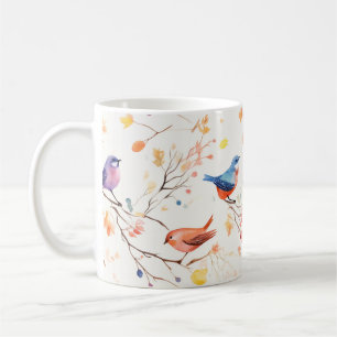 Mug Oiseaux d'aquarelle sur Motif de branche