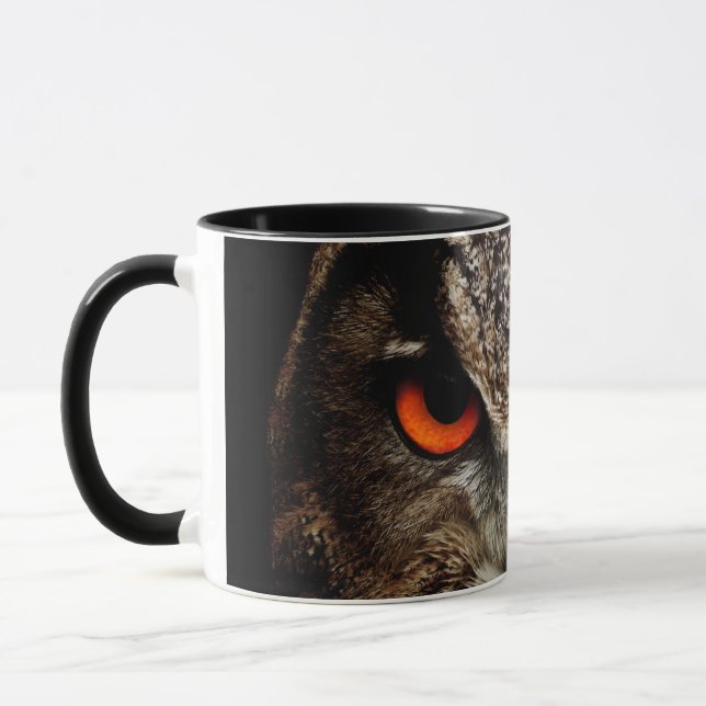 Mug Oiseaux de la Chouette de la moisissure yeux plume (Gauche)