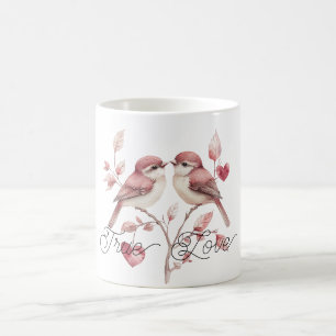 Mug Oiseaux de l'amour aux coeurs rouges