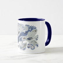 Oiseaux esthétiques enchevêtrés TWArt gris 12 bleu