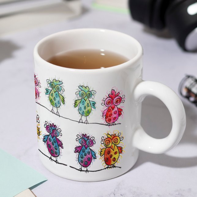 Mug (Oiseaux lunaires colorés 01) (Créateur téléchargé)