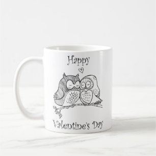 Mug Oiseaux mignons Aimer Chouette Couple Ligne Romanc