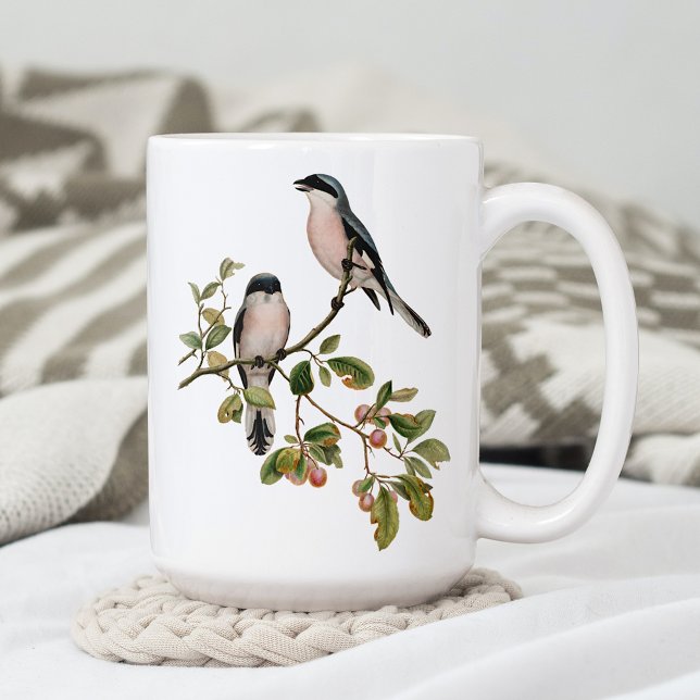 Mug Oiseaux mignons Sur Branche Baies Rouges Beaux Art (Créateur téléchargé)