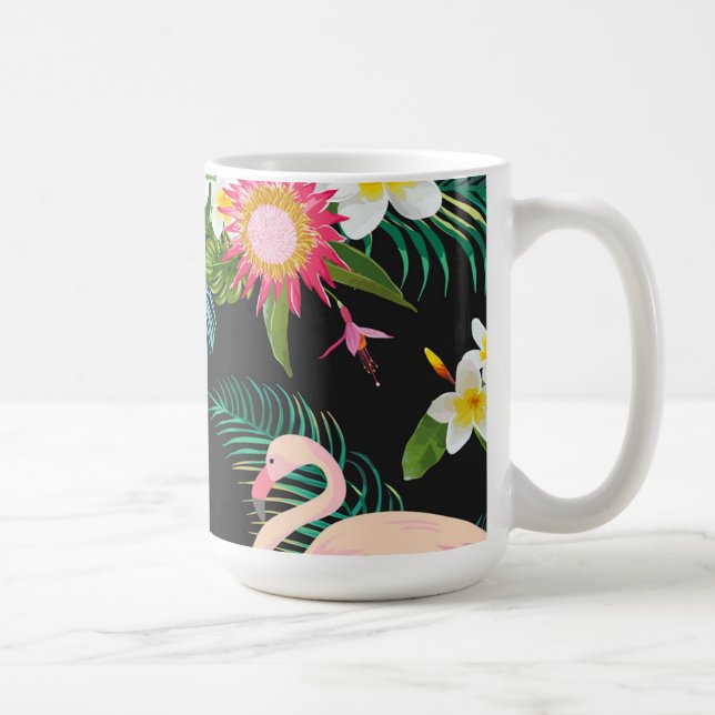Mug Oiseaux tropicaux Fleurs Flamant rose Paysage aqua (Droite)