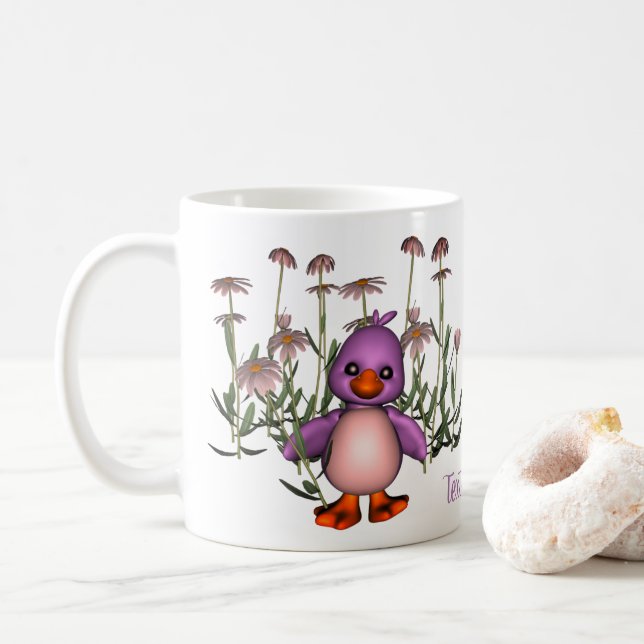 Mug Oiseaux Violets Et Marguerites Mignonnes Personnal (Avec donut)