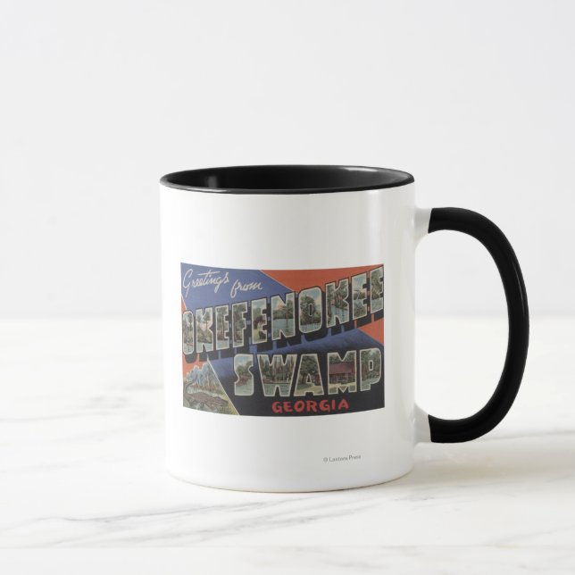 Mug Okefenokee Marécage, Géorgie - Grandes Lettres Scè (Droite)