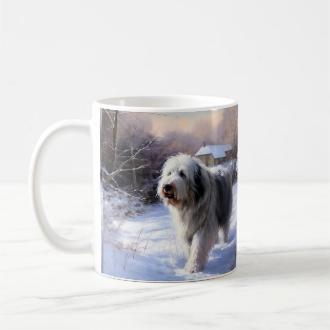 Mug Old English Sheepdog Laisser neiger Noël (Gauche)