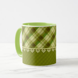 Mug Olive color patwork, olivier plaid, vert