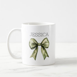 Mug Olive Green Bow Nom moderne Rustique minimaliste