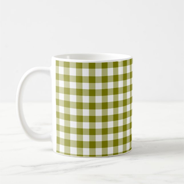 Mug Olive Green Plaid Gingham (Gauche)