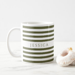 Mug Olive Green Stripes Nom du Motif