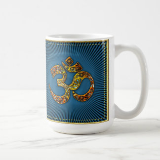 Mug OM (AUM - BIN) - XL - Gold - Cadre bleu