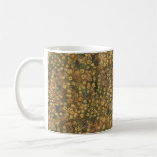 Mug Ombre dorée, abstrait motif floral vert olive