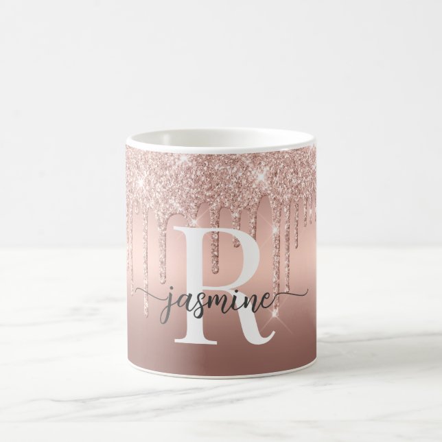 Mug Ombre Monogramme Métalisé Drips Pailleté Rose Glam (Centre)