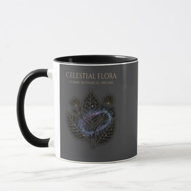 Mug Ombres botaniques cosmiques et contours d'étoiles  (Gauche)