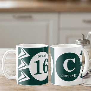 Mug OMG vous avez 16 ans monogramme nom vert et blanc