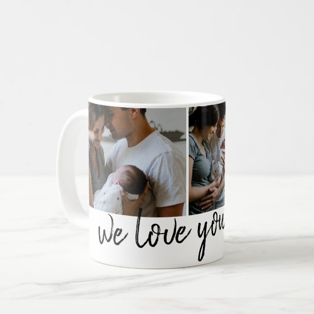 Mug on t'aime maman blanc photo moderne fête des mères (Devant gauche)