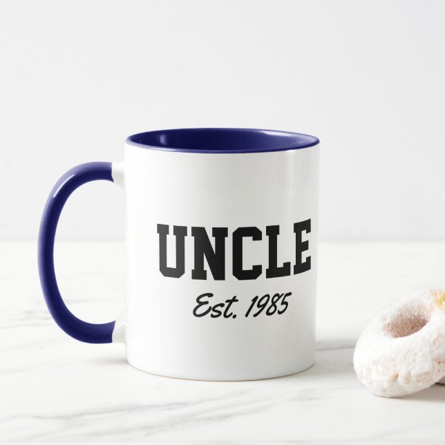 Mug "Oncle - est. date" cadeau de nouveauté (Avec donut)