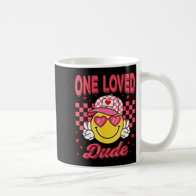 Mug One Loved Dude Checkered Heart Valentines Day Boys (Droite)