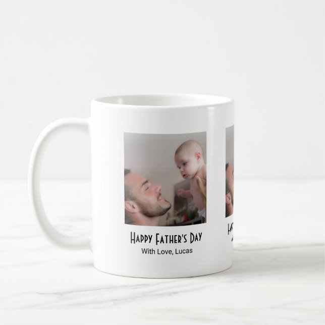 Mug One Photo Happy Father's Day Black White (Gauche)