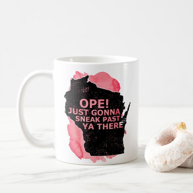 Mug Ope Sneak Past Ya There Wisconsin Map Citation Rou (Avec donut)