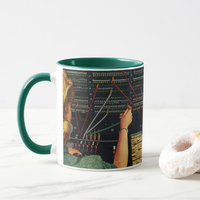 Mug Opérateur de tableau de bord téléphonique, entrepr (Avec donut)