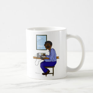 Mug Opérateur masculin de jambon d'Afro-américain