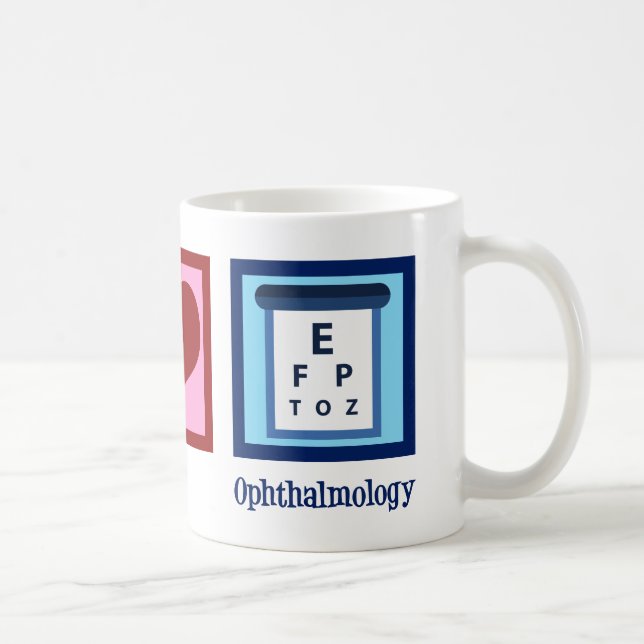 Mug Ophthalmologue Peace Love Ophtalmologie (Droite)